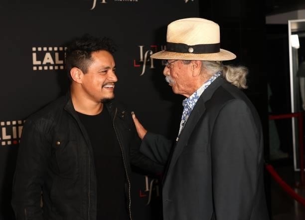 Jesse Garcia and Edward James Olmos attend the closing night premiere of "Women Is Losers" during the 2021 Los Angeles International Latino Film...