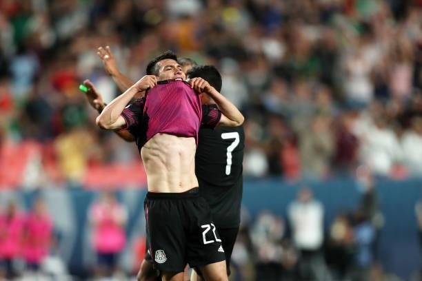 Hirving Lozano of Mexico reacts after fail shot during the CONCACAF Nations League Championship Final between United States and Mexico at Empower...