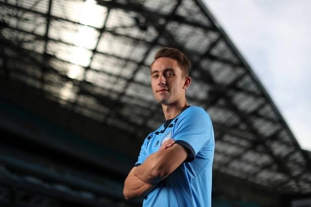 Joel King of Sydney FC poses during the 2021 A-League Finals Launch at Stadium Australia on June 07, 2021 in Sydney, Australia.