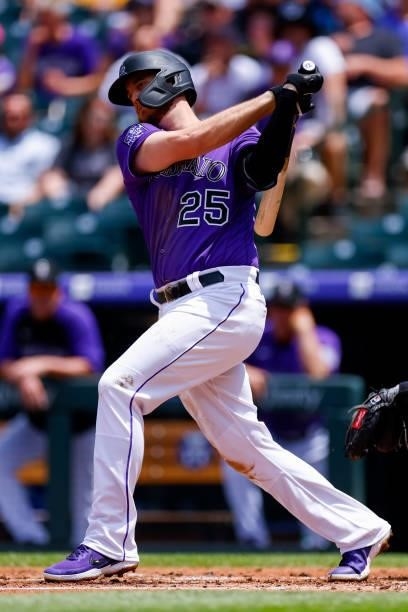 Cron of the Colorado Rockies bats during the second inning against the Oakland Athletics at Coors Field on June 6, 2021 in Denver, Colorado.