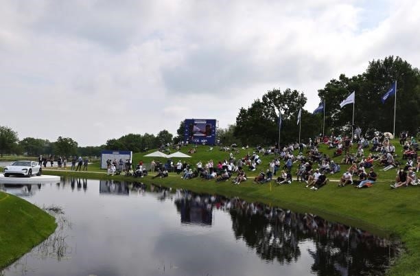 General view of the 18th green area during Day Three of The Porsche European Open at Green Eagle Golf Course on June 07, 2021 in Hamburg, Germany.