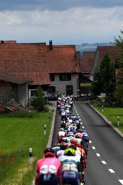The peloton passing through Raperswilen Village during the 84th Tour de Suisse 2021, Stage 2 a 178km stage from Neuhausen am Rheinfall to Lachen /...