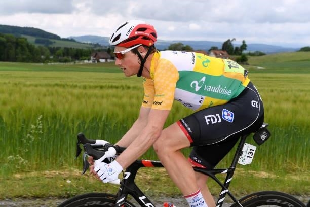 Stefan Küng of Switzerland and Team Groupama - FDJ Yellow Leader Jersey during the 84th Tour de Suisse 2021, Stage 2 a 178km stage from Neuhausen am...