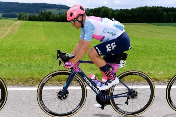 Stefan Bissegger of Switzerland and Team EF Education - Nippo white best young jersey during the 84th Tour de Suisse 2021, Stage 2 a 178km stage from...