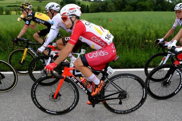 Nans Peters of France and AG2R Citröen Team & Rémy Rochas of France and Team Cofidis during the 84th Tour de Suisse 2021, Stage 2 a 178km stage from...