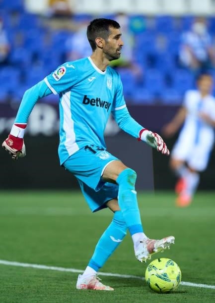 Asier Riesgo of CD Leganes in action during the Liga Smartbank Playoffs match between CD Leganes and Rayo Vallecano at Estadio Municipal de Butarque...
