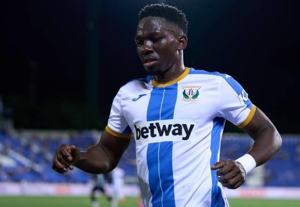 Kenneth Omeruo of CD Leganes looks on during the Liga Smartbank Playoffs match between CD Leganes and Rayo Vallecano at Estadio Municipal de Butarque...
