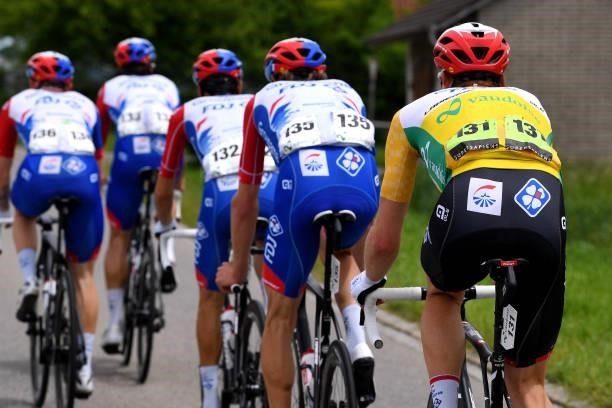Stefan Küng of Switzerland and Team Groupama - FDJ Yellow Leader Jersey and teammates during the 84th Tour de Suisse 2021, Stage 2 a 178km stage from...