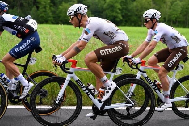 Marc Sarreau of France & Damien Touzé of France and AG2R Citröen Team during the 84th Tour de Suisse 2021, Stage 2 a 178km stage from Neuhausen am...