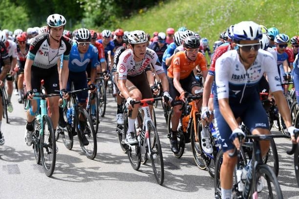 Lucas Hamilton of Australia and Team BikeExchange & Bob Jungels of Luxembourg and AG2R Citröen Team during the 84th Tour de Suisse 2021, Stage 2 a...