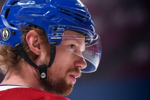 Eric Staal of the Montreal Canadiens skates during the warm-up prior to the game against the Winnipeg Jets in Game Three of the Second Round of the...