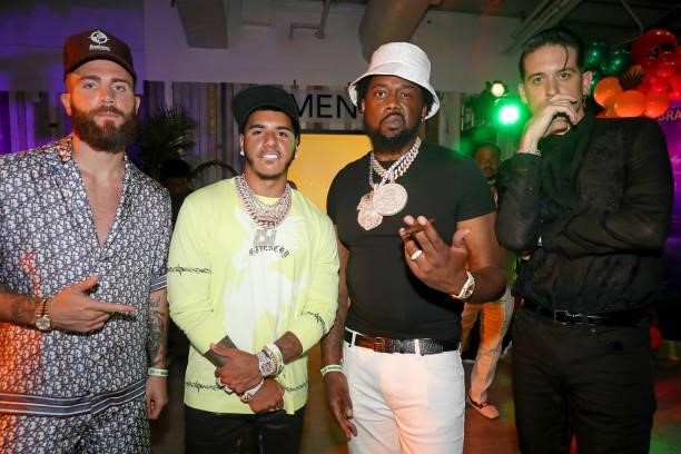 Caleb Plant, CJ, Conway and G-Eazy attend the exhibition boxing match between Floyd Mayweather and Logan Paul at Hard Rock Stadium on June 06, 2021...
