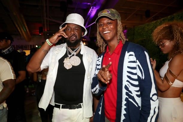 Conway and Myles O'Neal attend the exhibition boxing match between Floyd Mayweather and Logan Paul at Hard Rock Stadium on June 06, 2021 in Miami...