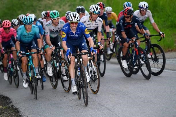 Dries Devenyns of Belgium & Julian Alaphilippe of France and Team Deceuninck - Quick-Step during the 84th Tour de Suisse 2021, Stage 2 a 178km stage...