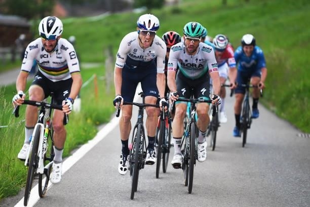 Julian Alaphilippe of France and Team Deceuninck - Quick-Step, Sep Vanmarcke of Belgium and Team Israel Start-Up Nation & Maximilian Schachmann of...