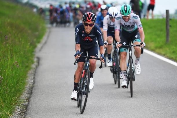 Richard Carapaz of Ecuador and Team INEOS Grenadiers in breakaway during the 84th Tour de Suisse 2021, Stage 2 a 178km stage from Neuhausen am...