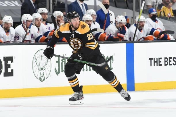 Nick Ritchie of the Boston Bruins skates against the New York Islanders in Game Five of the Second Round of the 2021 Stanley Cup Playoffs at the TD...
