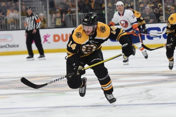 Chris Wagner of the Boston Bruins skates against the New York Islanders in Game Five of the Second Round of the 2021 Stanley Cup Playoffs at the TD...