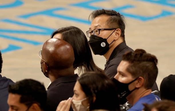 Brooklyn Nets owner Joseph Tsai watches game two of the Eastern Conference second round series between the Brooklyn Nets and the Milwaukee Bucks at...
