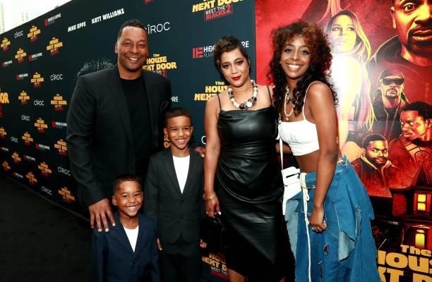 Deon Taylor and Roxanne Avent with family attend the premiere of "The House Next Door: Meet The Blacks 2