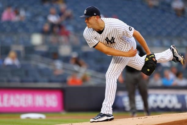 Jameson Taillon of the New York Yankees in action against the Boston Red Sox during a game at Yankee Stadium on June 5, 2021 in New York City.