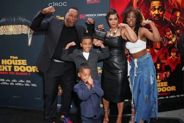 Deon Taylor and Roxanne Avent with family attends "The House Next Door: Meet The Blacks 2
