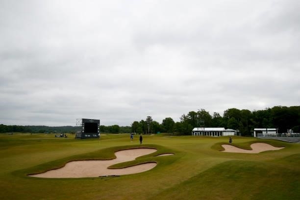 View of the 18th green during a practice round ahead of the Scandinavian Mixed Hosted by Henrik and Annika at Vallda Golf & Country Club on June 08,...