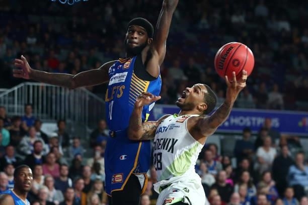 Keifer Sykes of the Phoenix shoots during the round 21 NBL match between the Brisbane Bullets and the South East Melbourne Phoenix at Nissan Arena,...