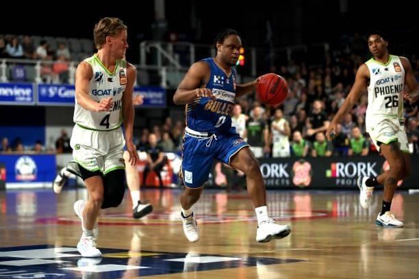 Tamuri Wigness of the Bullets handles the ball during the round 21 NBL match between the Brisbane Bullets and the South East Melbourne Phoenix at...