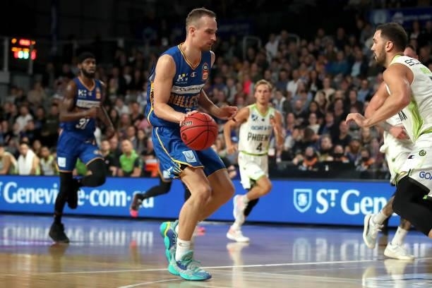 Anthony Drmic of the Bullets handles the ball during the round 21 NBL match between the Brisbane Bullets and the South East Melbourne Phoenix at...