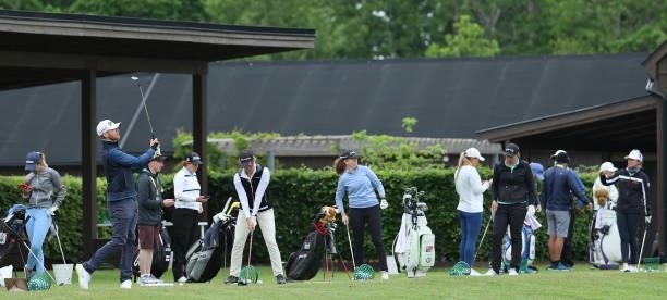 Competitors practice ahead of the Scandinavian Mixed Hosted by Henrik and Annika at Vallda Golf & Country Club on June 08, 2021 in Gothenburg, Sweden.