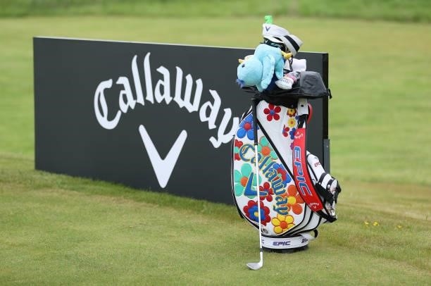 The bag of Celine Herbin of France is pictured on the range ahead of the Scandinavian Mixed Hosted by Henrik and Annika at Vallda Golf & Country Club...