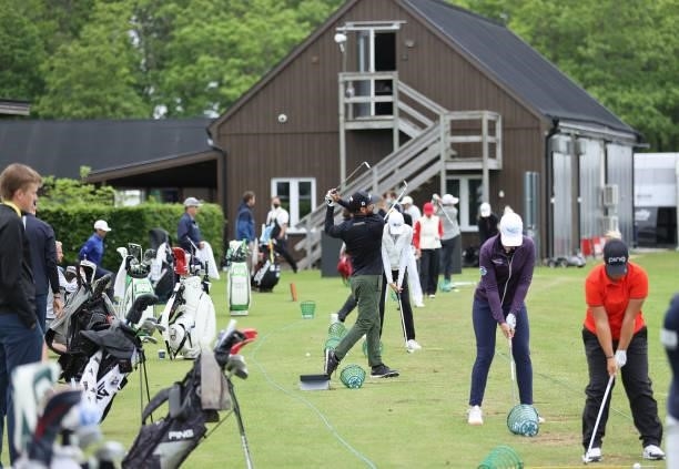 Francesco Laporta of Italy practices ahead of the Scandinavian Mixed Hosted by Henrik and Annika at Vallda Golf & Country Club on June 08, 2021 in...