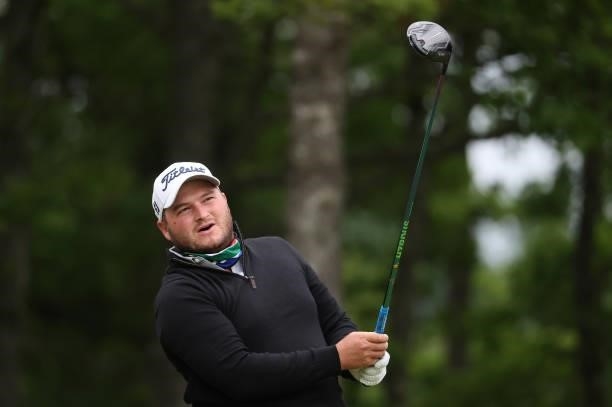 Zander Lombard of South Africa plays a practice round ahead of the Scandinavian Mixed Hosted by Henrik and Annika at Vallda Golf & Country Club on...