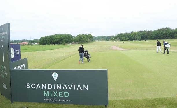 Competitors play a practice round ahead of the Scandinavian Mixed Hosted by Henrik and Annika at Vallda Golf & Country Club on June 08, 2021 in...