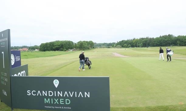 Competitors play a practice round ahead of the Scandinavian Mixed Hosted by Henrik and Annika at Vallda Golf & Country Club on June 08, 2021 in...