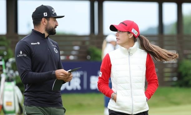 Lucrezia Colombotto Rosso and Francesco Laporta of Italy play a practice round ahead of the Scandinavian Mixed Hosted by Henrik and Annika at Vallda...