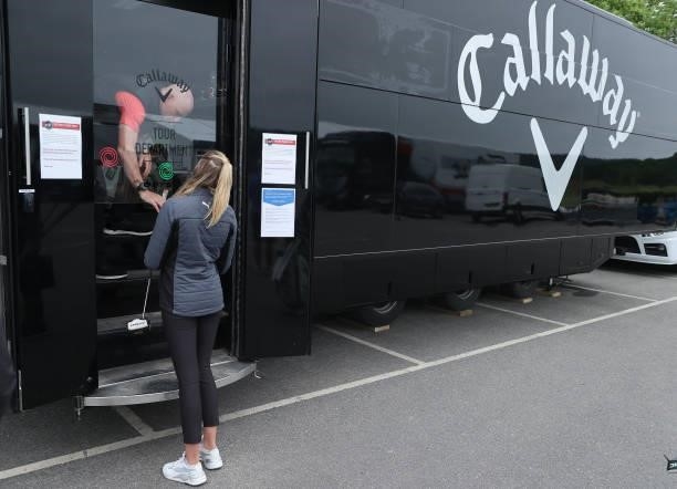 Competitors visits the Callaway Tour truck for repairs ahead of the Scandinavian Mixed Hosted by Henrik and Annika at Vallda Golf & Country Club on...