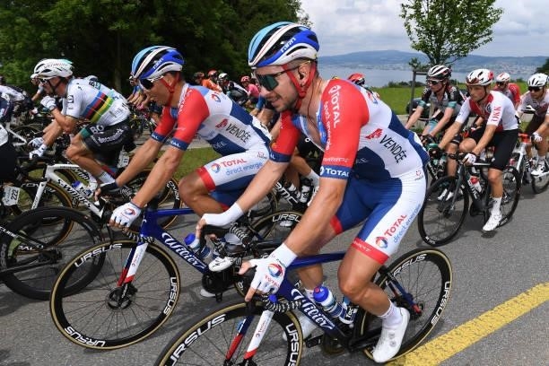 Julien Simon of France & Anthony Turgis of France and Team Total Direct Energie during the 84th Tour de Suisse 2021, Stage 3 a 185km stage from...