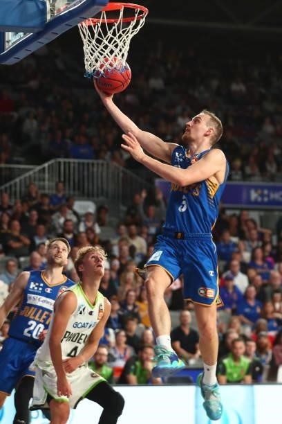Anthony Drmic of the Bullets shoots during the round 21 NBL match between the Brisbane Bullets and the South East Melbourne Phoenix at Nissan Arena,...