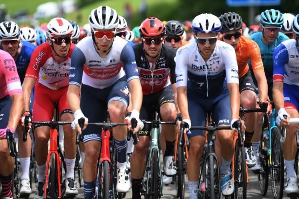 Christophe Laporte of France and Team Cofidis & John Degenkolb of Germany and Team Lotto Soudal during the 84th Tour de Suisse 2021, Stage 3 a 185km...