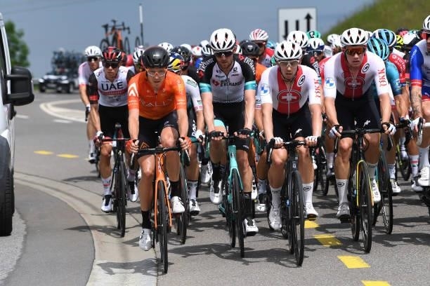 Rob Britton of Canada and Team Rally Cycling, Luke Durbridge of Australia and Team Bikeexchange & The Peloton during the 84th Tour de Suisse 2021,...