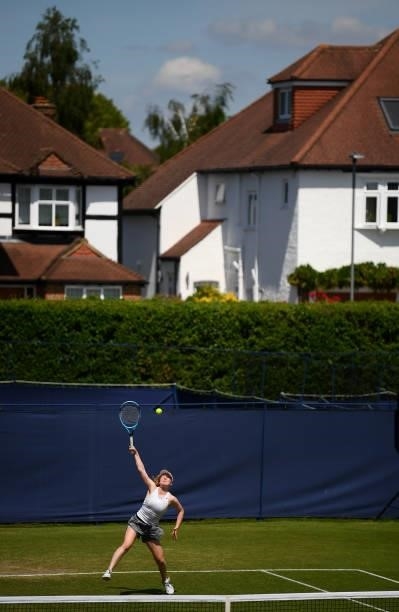 Eleanor Nobbs hits a forehand during her game against Sally Pethybridge during the Junior National Tennis Championships at Surbiton Racket & Fitness...