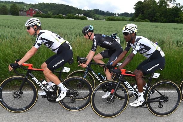 Andreas Stokbro Nielsen of Denmark & Nicholas Dlamini of South Africa and Team Qhubeka Assos during the 84th Tour de Suisse 2021, Stage 3 a 185km...
