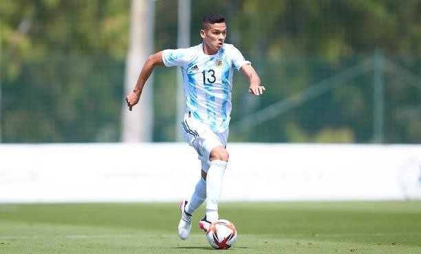 Marcelo Herrera of Argentina U23 in action during a Friendly International Match between Denmark and Argentina on June 08, 2021 in Marbella, Spain.