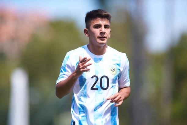 Thiago Almada of Argentina U23 looks on during a Friendly International Match between Denmark and Argentina on June 08, 2021 in Marbella, Spain.