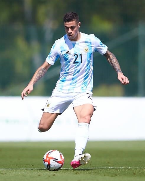 Martin Payero of Argentina U23 in action during a Friendly International Match between Denmark and Argentina on June 08, 2021 in Marbella, Spain.