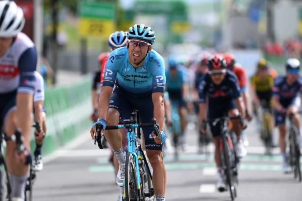 Omar Fraile Matarranz of Spain and Team Astana – Premier Tech at arrival during the 84th Tour de Suisse 2021, Stage 3 a 185km stage from Lachen to...
