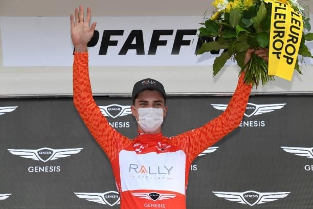 Nick Zukowsky of Canada and Team Rally Cycling Orange Mountain Jersey celebrates at podium during the 84th Tour de Suisse 2021, Stage 3 a 185km stage...
