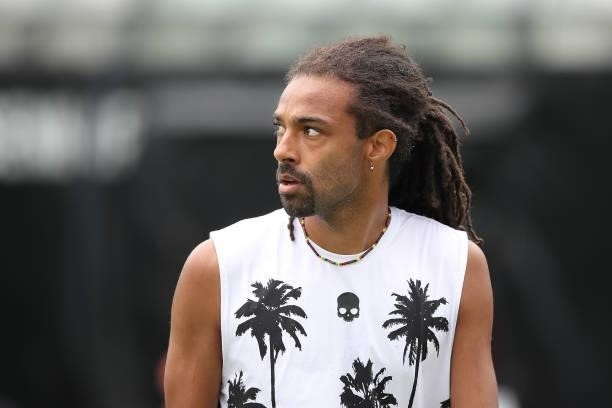Dustin Brown of Germany looks on during day 2 of the MercedesCup at Tennisclub Weissenhof on June 08, 2021 in Stuttgart, Germany.